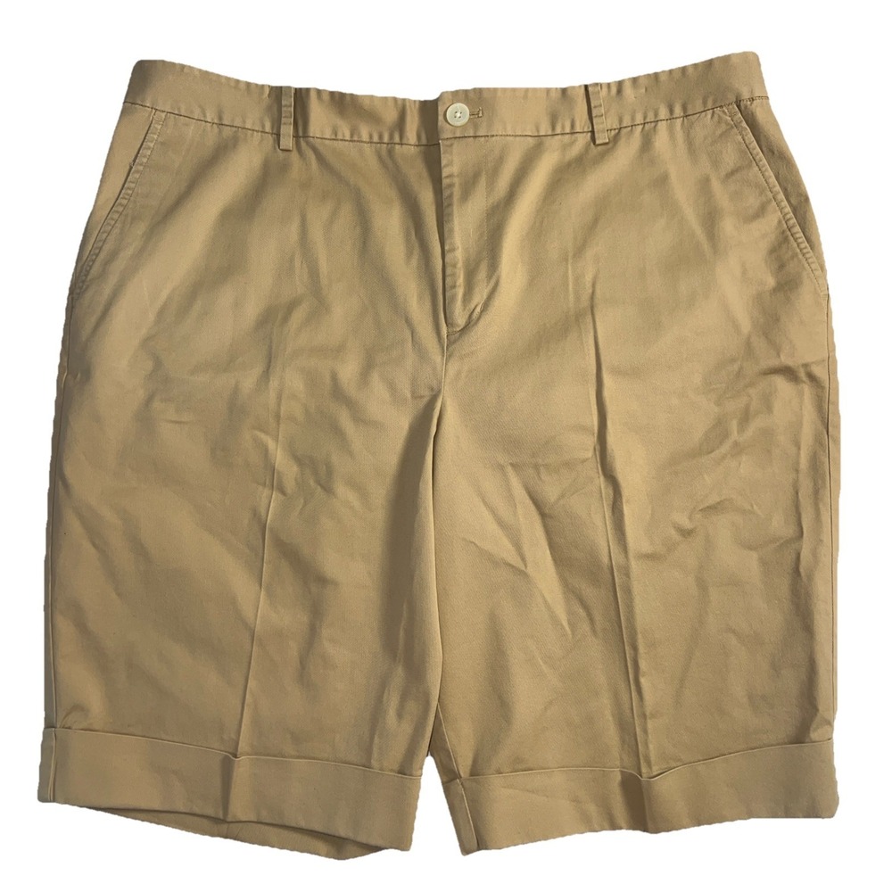 LRL Lauren Active Ralph Lauren Women 18 Khaki Cotton Stretch Cuffed‎ Shorts 11"